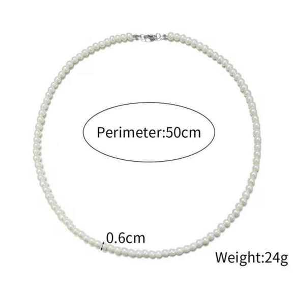 HOOUN Fashion Handmade White Pearl Strand Bead Necklace for Men Women Jewelry-6mm -50cm