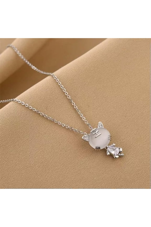 Fashion Jewelry Necklace Little Tiger Pendant 20" Chain-Silver