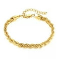 thumbnail image 1 of HOOUN Fashion Ladies Twist Bracelet Stainless Steel Rope Chain Bracelet For Gifts 19cm-Gold, 1 of 6