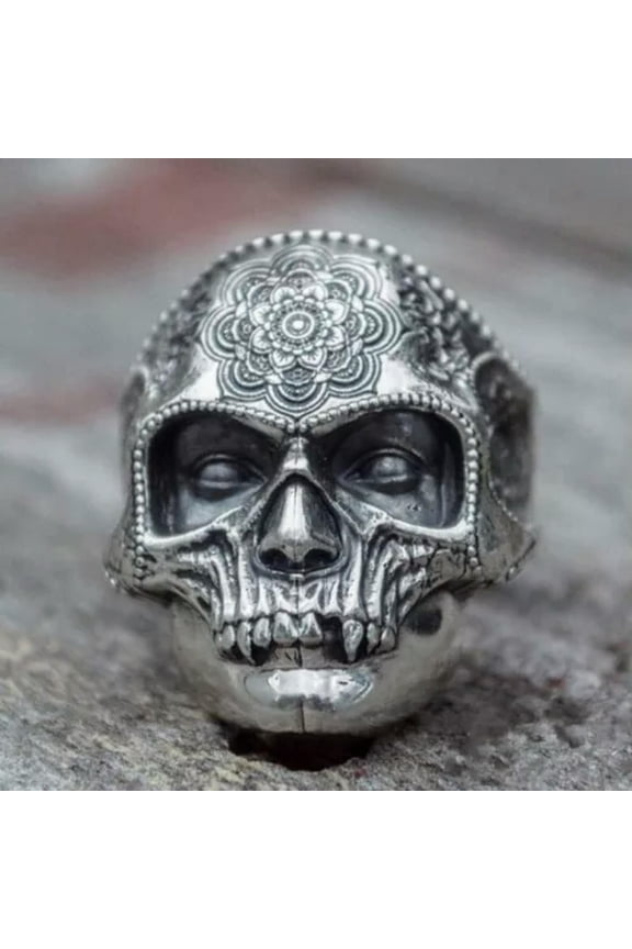 Fashion Men 925 Silver Viking Skull Rings Punk Party Jewelry Ring Gift Size 6-13-13-#1