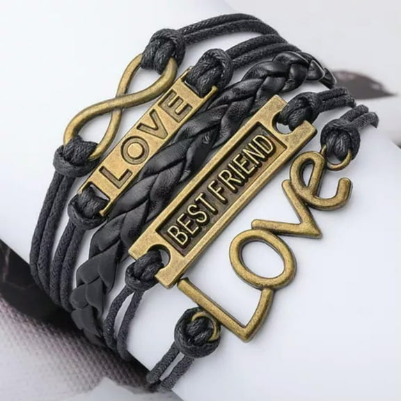HOOUN Fashion Men Women Layered Woven Bracelet Love Hearts Bird Sword Handcuffs Wrist -1