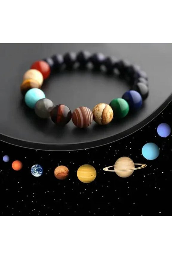 Fashion Natural Crystal Stone Beads Eight Planet Solar Chakra Bracelet Yoga Girl