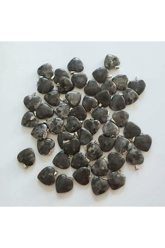 Fashion Natural black spectrolite Stone Heart Pendant charms 100pc/lot Wholesale