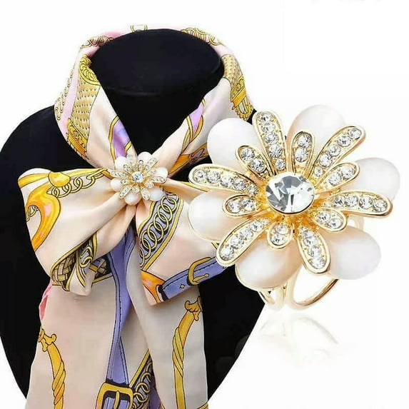 HOOUN Fashion Scarf Ring Heart Butterfly Flower Women Solid Buckle Brooch Clips Gift
