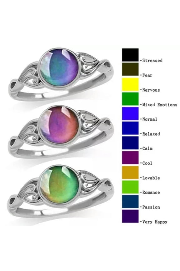 Fashion Temperature Color Changing Mood Ring Women Party Jewelry Gift Size 6-10-#3-10