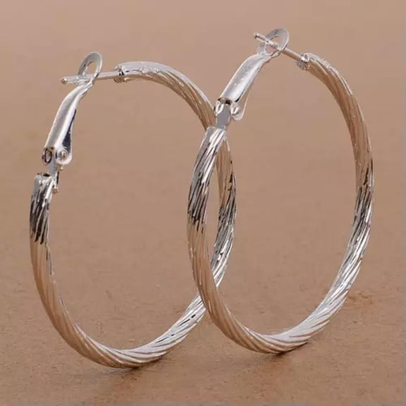 HOOUN Fashion Women 925 Silver Ear Studs Hoop Earrings Party Wedding Jewelry Xmas Gift-#247