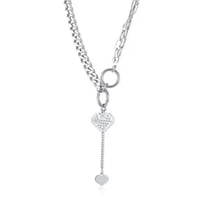 HOOUN Fashion Women Choker Necklaces Layering Chain Love Heart Pendant Crystals 18''-silver