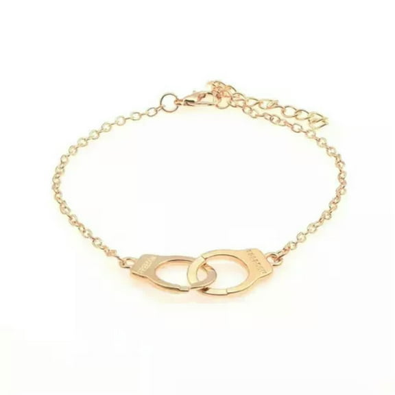 HOOUN Fashion Women Creative Jewelry Bracelet Retro Handcuffs Freedom Wrist Chain 0570-Gold