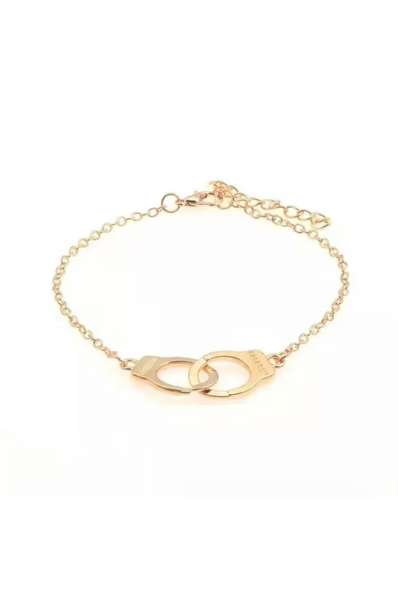 Fashion Women Creative Jewelry Bracelet Retro Handcuffs Freedom Wrist Chain 0570-Gold