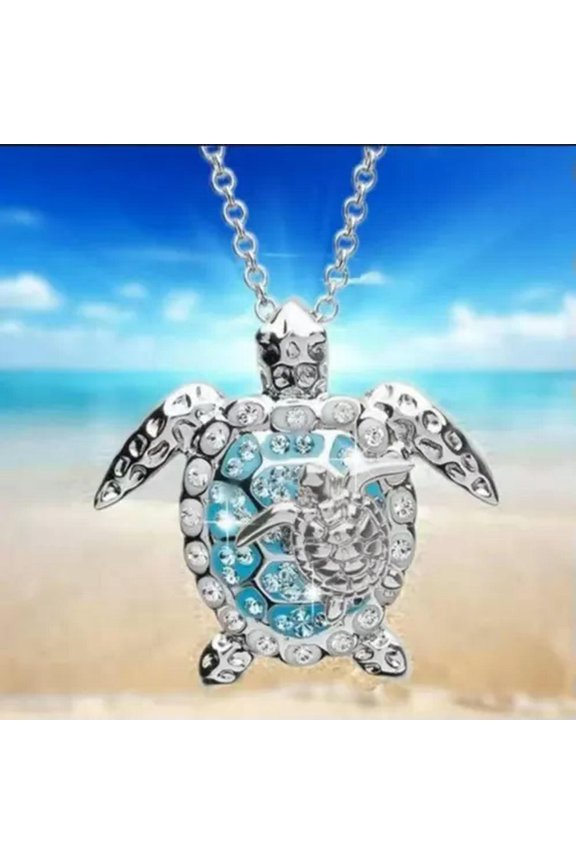 Fashion Women Crystal Chain Necklace Animal Turtle Pendant Jewelry Gifts 2043-Silver