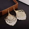 thumbnail image 1 of HOOUN Fashion Women Earrings Baroque Crystal Tassel Hollow Leaf Feather Fan Disc 2041-1-Gold, 1 of 9