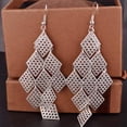 thumbnail image 1 of HOOUN Fashion Women Earrings Baroque Crystal Tassel Hollow Leaf Feather Fan Disc 2041-6-Silver, 1 of 9