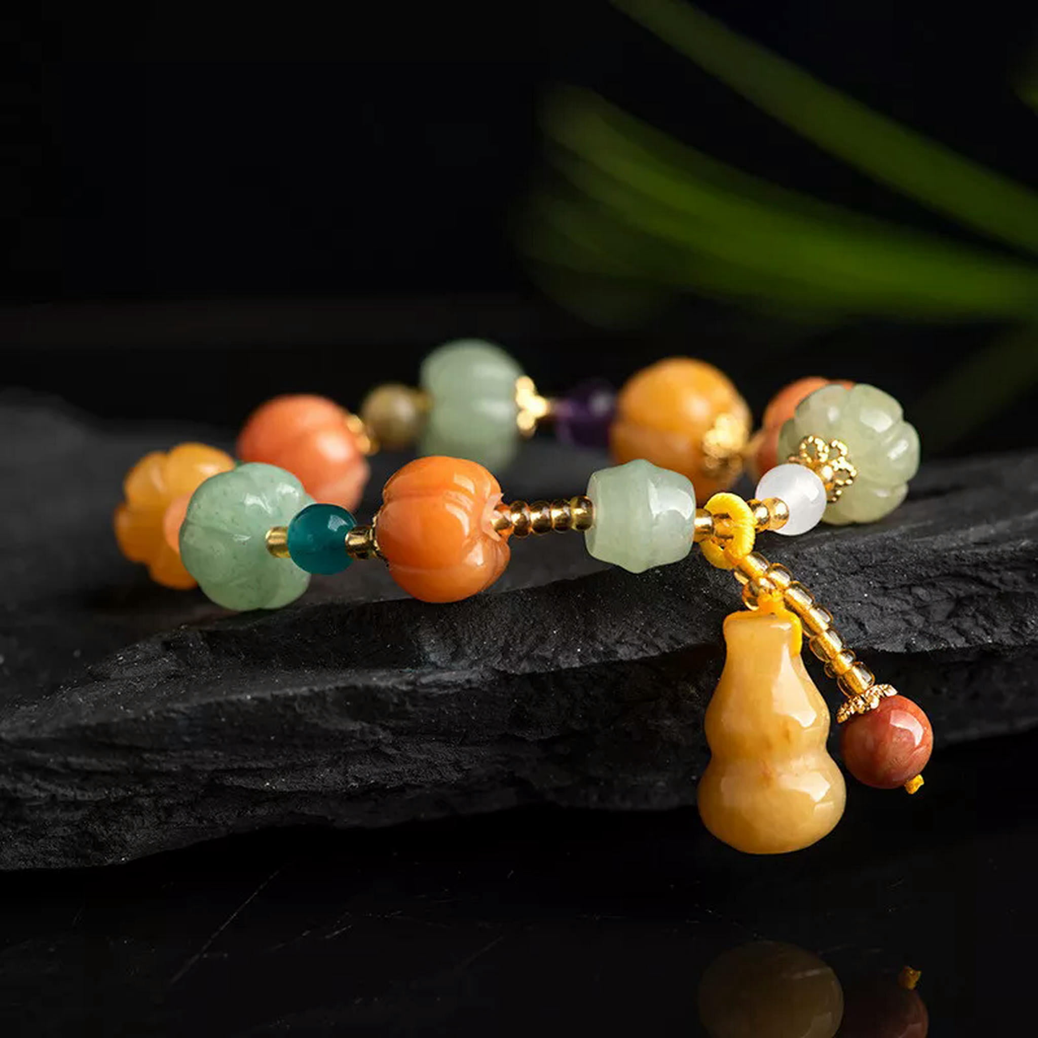 HOOUN Fashion Women's Gold Silk Jade Bracelet Personalized Women's Woven Jade Bracelet