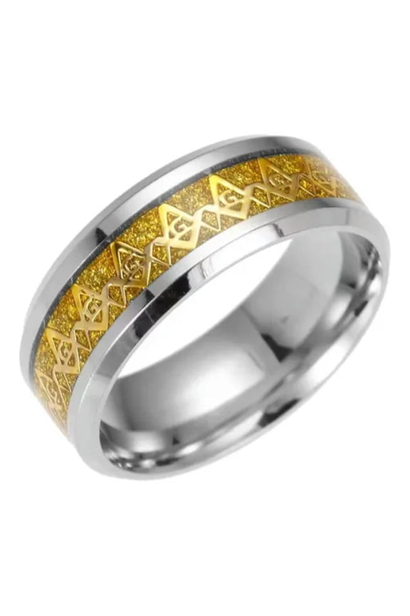 Freemason Masonic Band Ring Men's Stainless Steel Punk Rock Biker Jewelry Gift-Gold-12