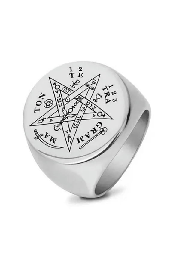 God's Name Tetragrammaton Rings Stainless Steel Gothic Punk Magic Circle Ring-10