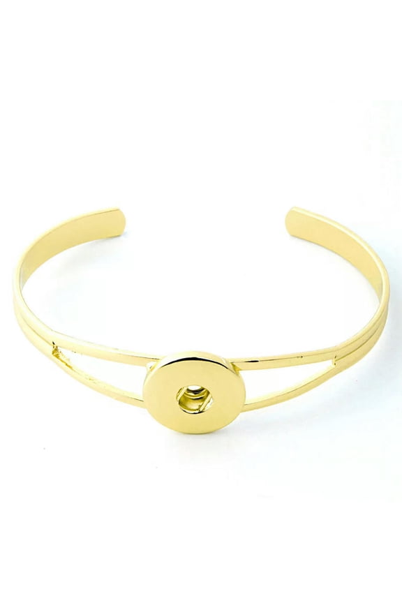 Gold Chunk Punk Metal Drill Snap Bangle Jewelry Fit 18mm Snap Buttons