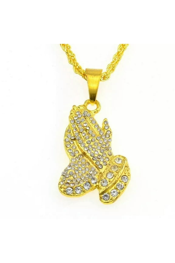 Gold Clap Hand Chain Necklace Punk Big Gangster Shinny Rapper Fancy Costume Gift