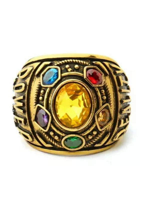 Gold Ring Simulated Shinny Yellow Reality Space Time Fashion Men Gift-12