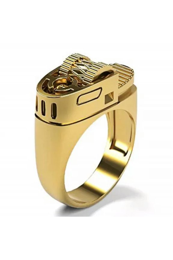 Gold Solitaire Engagement Ring Lighter Simulated Ladies Men Gift-11
