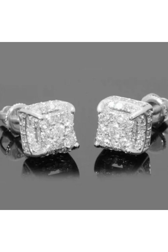 Gold Square Cube zircon Stud Earrings for Men Women Wedding Jewelry Gift A Pair-Style 11
