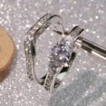 thumbnail image 1 of HOOUN Gorgeous 925 Silver Cubic Zirconia Rings Women Wedding Bride Jewelry Size 6-10-#1-6, 1 of 9