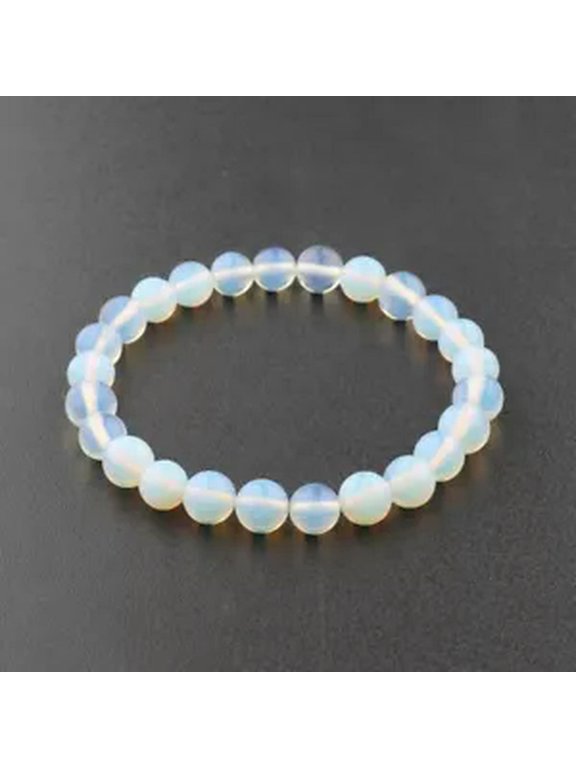 Gorgeous Natural Gemstone Pink Rose Quartz Gemstone Round Beads Stretch Bracelet-Opalite-6mm