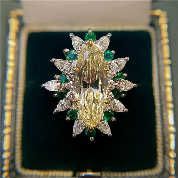 HOOUN Gorgeous Women Cubic Zirconia Rings Anniversary 925 Silver Jewelry Size 6-10-Style 13-9