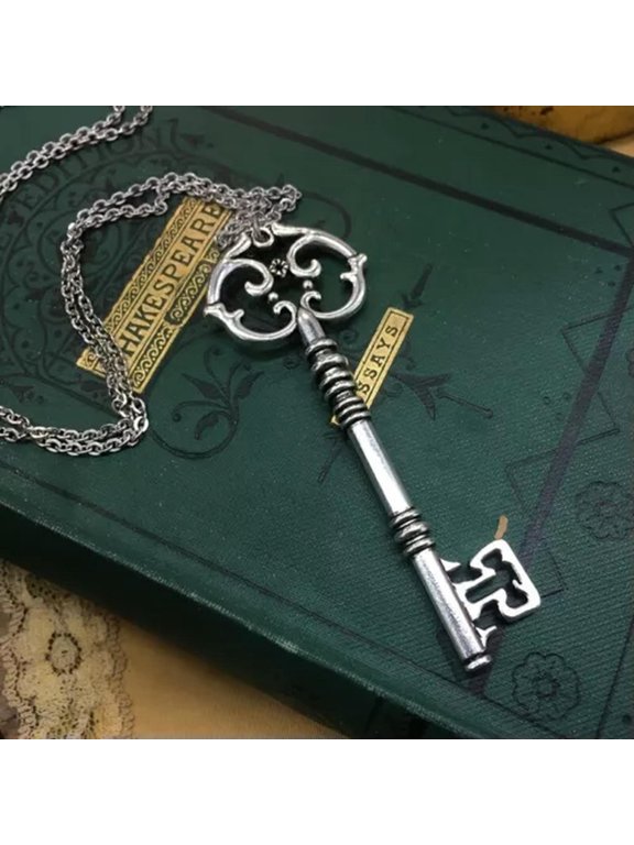 Goth Mysterious Magic Key Pendant Charm Necklace Witchcraft Vintage Jewelry Gift-Silvery Key