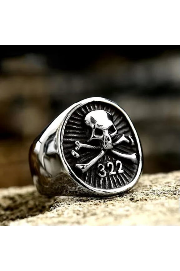 Gothic 322 Cross Bone Skull Ring Stainless Steel Men's Vintage Biker Signet Ring-12