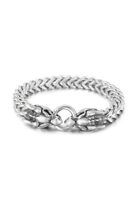 Gothic Double Dragon Figaro Link Chain Bracelet Stainless Steel Jewelry for Mens