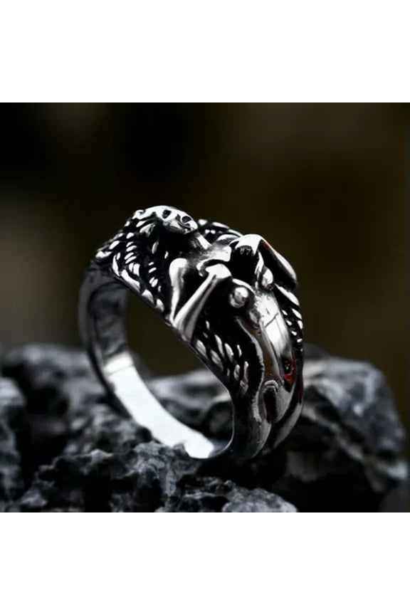 Gothic Empty Heart Soul Venus Ring Stainless Steel Men's Women's Biker Punk Ring-11