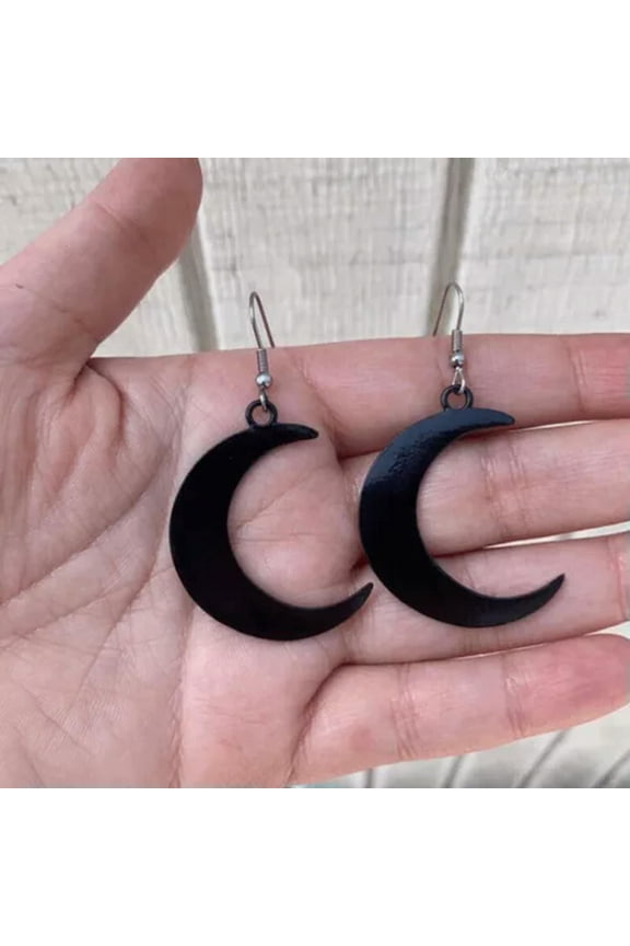 Gothic Hollow Crescent Moon Drop Earrings Black Vampire Bat Punk Jewelry Gift-02#Black Moon