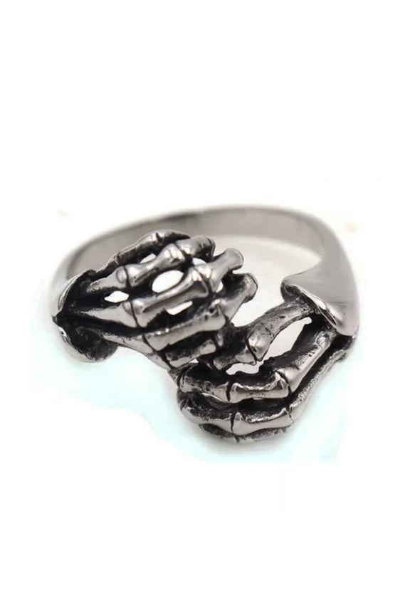 Gothic Hugging Skull Hand Ring Stainless Steel Unisex Fashion Powerful Punk Ring-13