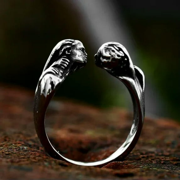 HOOUN Gothic Love Kissing Weeding Ring Stainless Steel Men's Women's Fashion Punk Ring-11