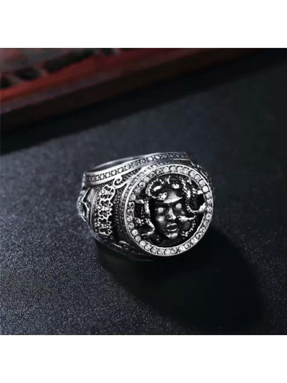 Gothic Mythology Snake Hair Gorgon Medusa Ring Stainless Steel Biker Punk Ring-12