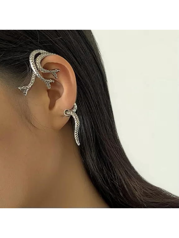 Gothic Punk Dragon Earrings Jewelry For Women Vintage Cuff Party Accessorie Gift-Style 4-Left-1pc