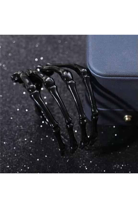 Gothic Punk Skeleton Hand Finger Bone Bangle Halloween Claw Skull Bracelets-Black