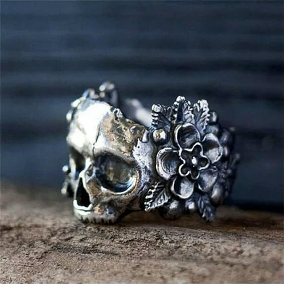 HOOUN Gothic Punk Stainless Steel Men Ring Skull Rings Party Band Jewelry Size 6-12-8-Style 5