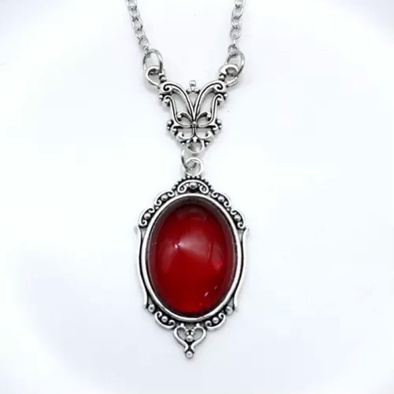 HOOUN Gothic Red Cat eye Quartz Embossed Crystal Womens Pendant Necklace Gift Jewelry-07#Red