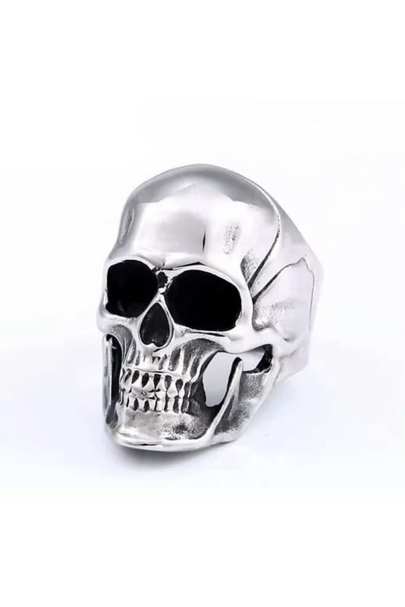 Gothic Skull Ring Stainless Steel Men's Vintage Liberty Skeleton Ring Punk Biker-11
