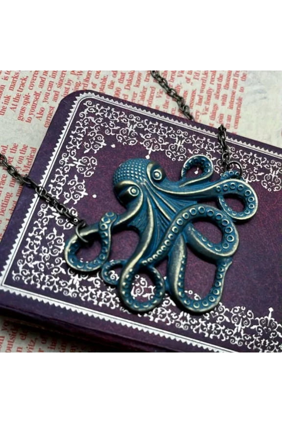 Gothic Style Octopus Snake Alloy Pendant Necklace Retro Design Octopus Jewelry-03#