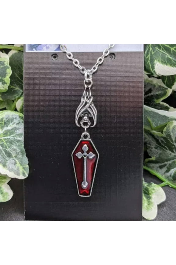 Gothic Vampire Black Bat Pendant Necklace for Men Women Hip Hop Punk Jewelry-03# Red Bat Cross