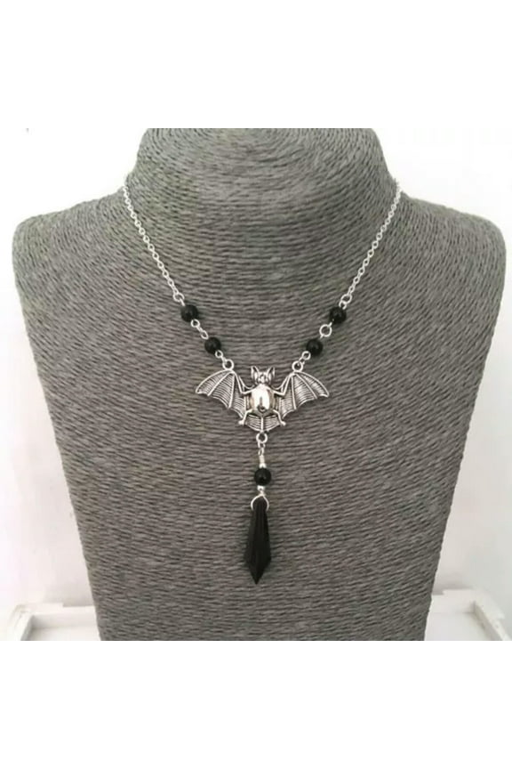 Gothic Vampire Black Bat Pendant Necklace for Men Women Hip Hop Punk Jewelry-16# Bat Black crystal