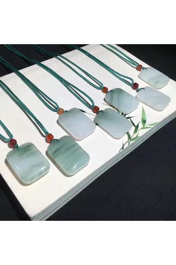 Green Jade Necklace Pendant Crystal Amulet Jewelry for Men Women