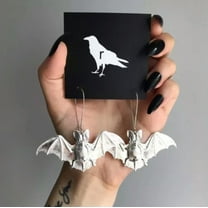 HOOUN Halloween Bat Earrings Black Silver Hoop Goth Victorian Bat Witchy Jewelry Gifts-8#Silver Bat Hoop Earrings