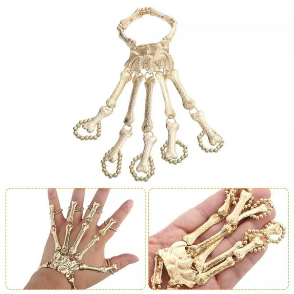 HOOUN Halloween Knuckle Rings Skeleton Bracelet Women's Hand Chain
