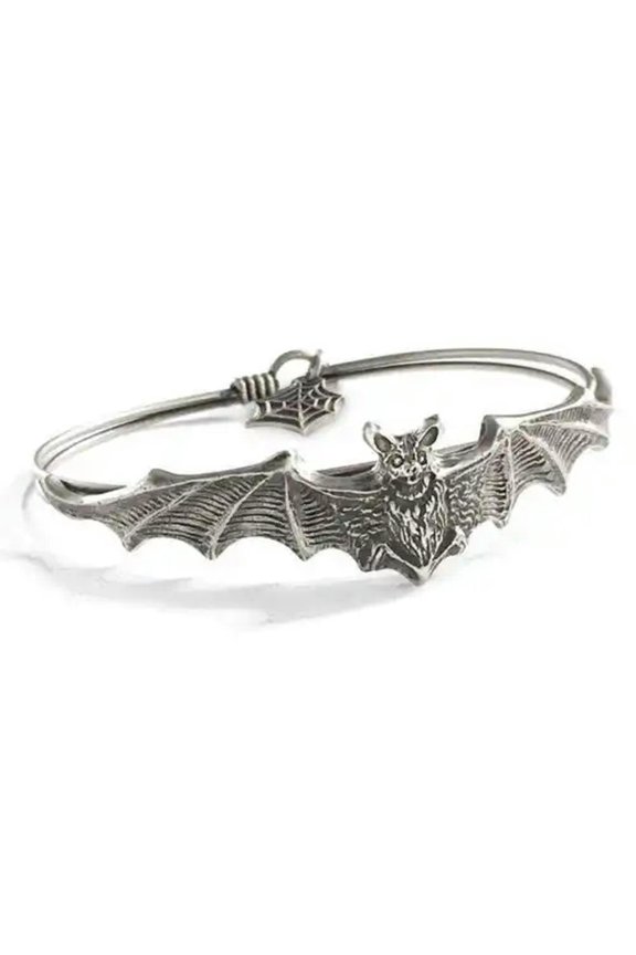 Halloween Vampire Bat Bracelet Ladies Punk Dark Men Women Vintage Jewelry Gifts-Silver Vampire Bat Spider web...