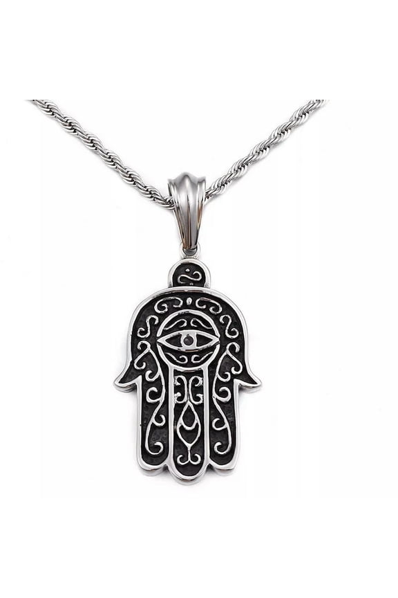 Hamsa Hand Evil Eye pendant and necklace for men or women jewelry gift