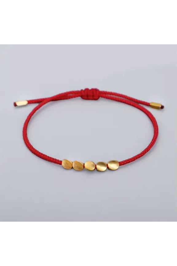 Hand-woven Red String Irregular Copper Bead Bracelet Temperament Pull Bracelet-5