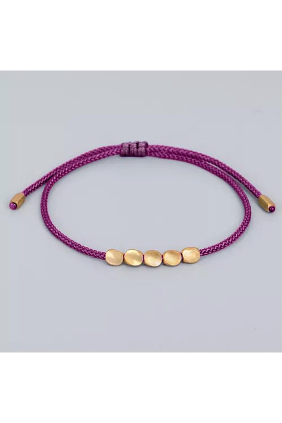 Hand-woven Red String Irregular Copper Bead Bracelet Temperament Pull Bracelet-6